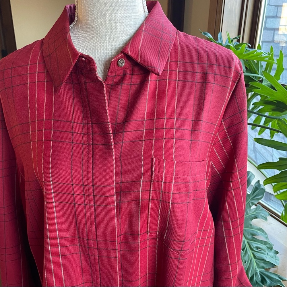 Pendleton Red Checkered Virgin Wool Plaid Button … - image 12